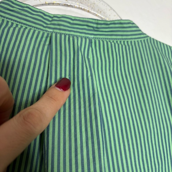 Nation LTD Geneva Blouse Havana Green Poplin Puff Sleeve Button Down Size Small - Picture 10 of 10